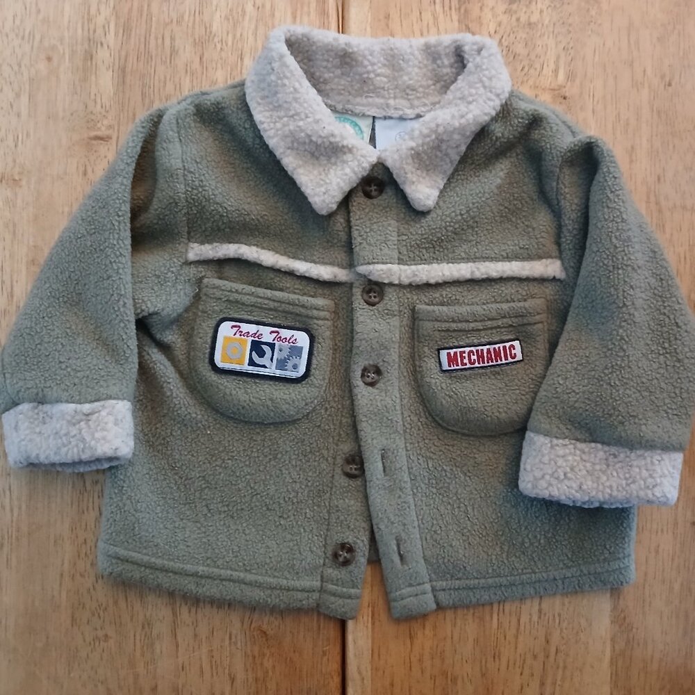 CC BABY gray fleece button front jacket3-6 mos. baby boy